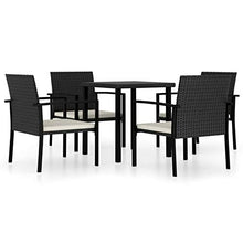Tidyard Set 5pz da Pranzo da Giardino con Cuscini, Tavolo Sedie da Giardino, Set Mobili da Giardino in Polyrattan,Tavolo Rettangolare e 4 Poltrone in Rattan