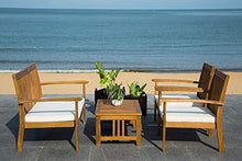 REDI GROUP Set da Giardino in Legno di Acacia, 4 Pezzi 2 Poltrone 1 Divano 1 Tavolo, Interamente in Legno di Acacia con Finitura ad Olio, Cuscini Écru, Design Elegante per Giardino, Piscina, Terrazza