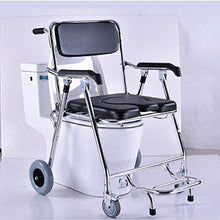 Sedia da Toilette Pieghevole con Sedile per WC Imbottito Sgabello per Doccia da Bagno Persona Anziana/Incinta/Donna/Portatori di Handicap Sedia Mobile da Vasino Ruota della Cintura