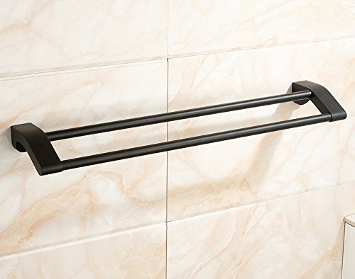 MBYW Portasciugamani Alto carico Portasciugamani da Bagno Portasciugamani Nero Semplice personalità del Bagno Vernice Moderna in Gomma Ciondolo bipolare in Acciaio Inossidabile, 60 cm