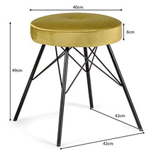 COSTWAY 2 Sgabelli da Cucina Rotondo in Tessuto Velluto, Sedile Imbottito, Gambe in Acciaio, Portata Max. 120kg (Verde)