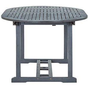 FAMIROSA Set Pranzo da Giardino 5 pz in Legno Massello di Acacia Grigio-7907