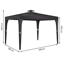 Deuba Gazebo polyrattan 3x4m Doppio Tetto antimacchia Resistente Raggi UV Padiglione Giardino Nero