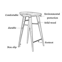 BDLYZ Yxsd Sgabello da bar in legno massello semplice sgabello poggiapiedi per colazione, pub cucina sala da pranzo sedia da tavolo ergonomico di sicurezza (dimensioni: 75 cm)
