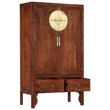vidaXL Legno Massello d'Acacia Guardaroba con 2 Cassetti 2 Ante Armadio Abiti Lucidato Arredamento Camera da Letto Finitura Marrone
