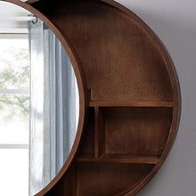 LIGHTXYX Armadietto per Specchio da Bagno in Legno massello Specchio da Parete con Specchio Tondo con Funzione di archiviazione