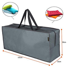 HENTEX - Borsa portaoggetti per cuscini da giardino, con maniglia, impermeabile, resistente ai raggi UV, grigio, 125 x 32 x 50 cm