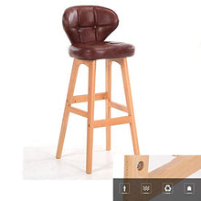 XEWNEGTZI Sgabelli da Bar in Legno Massello, Sgabello Alto Moderno E Semplice, con Sedile in PU E Sedia con Schienale per La Casa, per Sedie da Bancone/Ristorante/Bar (6 Colori)(Color:Marrone)
