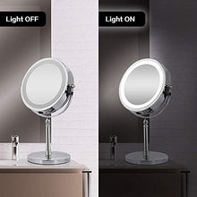 ZCY Specchio per Il Trucco Illuminato bifacciale Europeo con luci e ingrandimento, Specchio ingranditore bifacciale 1x / 10x Touch 7 Pollici