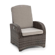 blumfeldt Comfort Siesta - Poltrona da Giardino, Schienale Regolabile, Rivestimento in Poliestere, Imbottitura con Spessore 8 cm, Pieghevole, Salvaspazio, Grigio Scuro