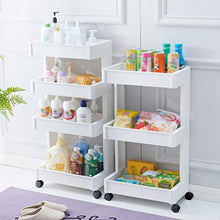 LYM &ripiano di stoccaggio Scaffalature Home Cucina Bagno Camera da Letto Camera da Letto per Bambini Scaffale Pavimento da Soggiorno con Ruote Scaffale Bianco Scaffale di Finitura (Color : 4 Layer)