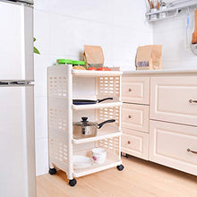 &ripiano di stoccaggio Scaffale, multifunzione da terra con ruote Trolley Mensola Bagno Soggiorno bagagli Rack a 4 strati Scaffale di finitura