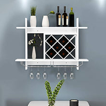 Goplus Portabottiglie da Parete Scaffale in Legno Portabicchieri Bianco 80x58,5x20 cm