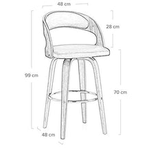 bdb Set di 2 sgabelli da bar con schienale cavo, sedia in legno con telaio per bar, sedie da bar, sgabelli da bar, altezza bancone (colore: grigio-B)