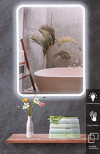 Mr. Claymore, specchio da bagno con illuminazione, 60 x 80 cm, specchio da parete con interruttore touch, specchio con illuminazione, specchio grande, specchio a LED, Bathroom Mirror