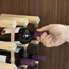 Portabottiglie in legno e metallo | Rack industriale 4x2 | 10-12 Capacità bottiglia | Bottiglie di champagne, vino e liquori | M & W