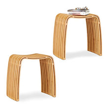 Relaxdays 10021491 Sgabello da Ingresso in Bambù Elegante Pouf di Legno Design Scandinavo Sediolina per Guardaroba Beige