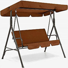 aixu Esterno Giardino Patio Altalena Parasole Copertura Baldacchino Sedile Copertura Superiore Parasole Marrone A Tre Posti 190 * 132 * 15 Cm