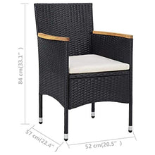 vidaXL 2X Sedie da Pranzo per Giardino con Cuscino Foderato e Braccioli Robuste Moderne Arredi Esterni Seggiole Poltroncine in Polyrattan Nero