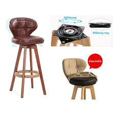 GYPPG Sgabelli Bar Alti, Sedia Moderna Imbottita in Tessuto Effetto Consumato con Schienale Basso e Gambe in Legno per Sala Pranzo, Cucina, bancone Bar - Sedile Marrone
