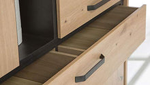 Meubletmoi - Armadio a 4 ante e 1 cassetto, in legno chiaro e nero, design industriale moderno, collezione Alia
