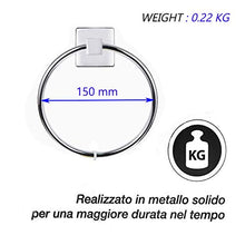 Anello Porta Asciugamani e Salviette da Bagno, Appendi Strofinacci da Parete Rotondo Ø 15 cm, con Finitura Cromata Lucida