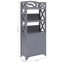 FAMIROSA Armadietto da Bagno Grigio 46x24x116 cm Legno di Paulownia