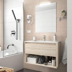 Yellowshop. - Mobile Bagno sospeso 80 Cm Legno cassetto vano lavabo specchiera LED MOD. Noja (Rovere Caldeonia)