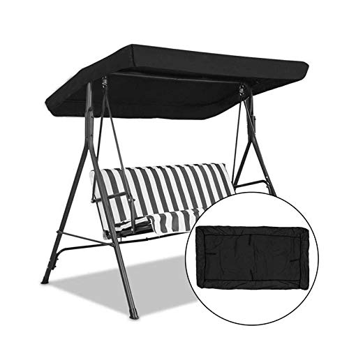 EVENWONG Tettuccio di Ricambio per Sedile Altalena - Dimensioni 3 Posti, Copertura Esterna Impermeabile Dell'Oscillazione, Copertura per Amaca da Giardino per Patio con Portico sul Retro (Black)