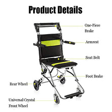 Carrozzine Leggere Pieghevoli - Forniture Mediche - Pieghevole in Alluminio Ultraleggero - Carrozzina con Freno per Disabili E Anziani - Cintura di Sicurezza A