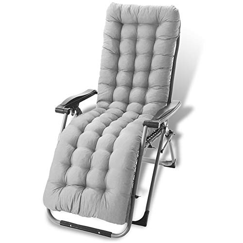 Beenle-Icey Cuscini per Sedie a Sdraio, Spiaggine e Poltrone Cuscino, Cuscino Imbottito per Sedia Relax per Ideale in Spiaggia, Giardino, Balcone, Poltrona d'Interno e d'Esterno, 48*170*8cm (Grigio)