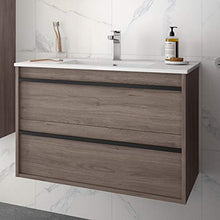 Yellowshop. - Mobile Bagno sospeso Legno Modello Attila 80 cm con lavabo Specchio LED e Colonna Varie Colorazioni (Eternity (Completa + Colonna))