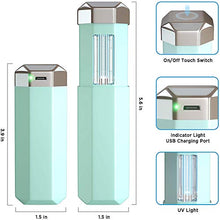 VBARV Disinfettante a Luce UV Portatile, sterilizzatore a Luce UV-C Portatile, Carica USB, Senza Prodotti chimici, Tasso di sterilizzazione del 99,9%, Ottimo per casa, Ristorante