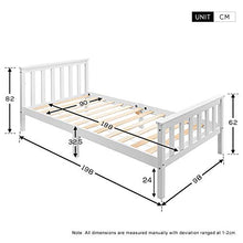 WGYDREAM Letto Letto Singolo Bianco Singolo Solido Telaio Letto in Legno Massello Base con 2 Testiera per Grande Spazio di Archiviazione per Adulti, 90 X 190 Cm