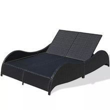 lahomie- Lettino PE Rattan per Esterno Giardino Bianco, Resistente alle Intemperie Lettino Prendisole in Rattan con Schienale Regolabile per 2 Persone
