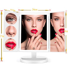 Specchio per il trucco Specchio per il trucco da tavolo quadrato illuminato a tre ante Grande specchio da trucco pieghevole Specchio per trucco da principessa Specchio dormitorio dimmerabile