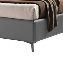 LettoFacile montalo in 30 Minuti - Letto Matrimoniale Onda Frame in Ecopelle Grigio/Beige - Struttura senza rete - Made in Italy (160 x 190 cm)