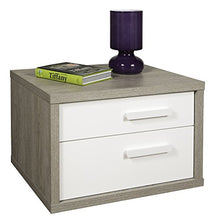 Comodino Linea Mi Piace Rovere Gessato 2 cassetti Bianchi Lucidi