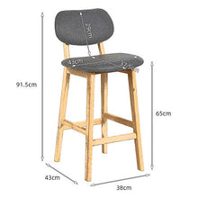YJIIJY Set di 2 Sgabelli da Bar 2 Sedie Alta con Gambe di Legno Massello di Faggio con Poggiapiedi Seduta Imbottita Cucina/Bar/Ristorante （Grigio）