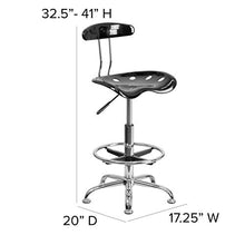 Flash Furniture Sgabello da Disegno con Seduta Stile Mezzadro, Nero Lucido e Cromo