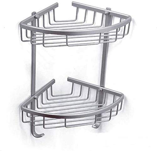 UWY Mensola angolare per Bagno in Alluminio a 2 Livelli con Spazio antiruggine Mensola per Doccia Argento Triangolo Cestino portaoggetti Supporto per Organizer a Parete Supporto per Appendere la