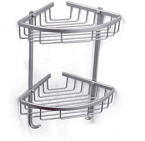UWY Mensola angolare per Bagno in Alluminio a 2 Livelli con Spazio antiruggine Mensola per Doccia Argento Triangolo Cestino portaoggetti Supporto per Organizer a Parete Supporto per Appendere la