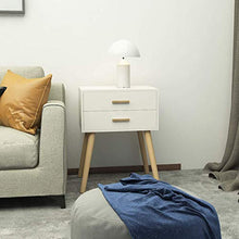 FFAN Comodino Tavolino in Stile Nordico per Camera da Letto con 2 cassetti Gamba in Legno Manico in Legno Grezzo Finitura Verniciata