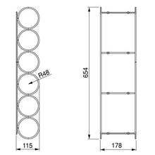 Emuca - Portabottiglie sospeso, Portabottiglie per mobile con 6 fori, bar o mensola. Acciaio cromato.