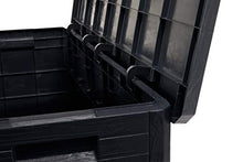 909 OUTDOOR Cassapanca Contenitore 280 L, Baule da Esterno Impermeabile, Panca Contenitore Nera Effetto Legno, Panca da Giardino 117x45x56 cm