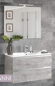 Dafne Italian Design Mobile da bagno con lavabo - Componibile bagno 2 cassetti con maniglia a gola, lavabo e specchio con luce a Led cm. 80 x 46 x 51h. Mobili di altissima qualit�. (STMB)