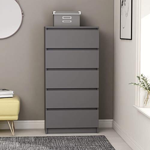 FAMIROSA Credenza con Cassetti Grigia 60x35x121 cm in Truciolato