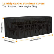 Landrip Copertura Tavolo Esterno, Copertura per mobili da Giardino Rettangolare, Telo Copri Impermeabili per Tavolo e Sedie da Esterni（180x120x74CM）