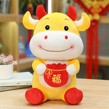2021 Capodanno cinese bue peluche giocattolo, peluche bue bestiame peluche Capodanno farcito animale giocattolo mascotte bambola, souvenir zodiacale cinese regalo fortunato (14-16") A-giallo