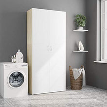 FAMIROSA Armadietto Bianco e Rovere Sonoma 80x35,5x180 cm in Truciolato